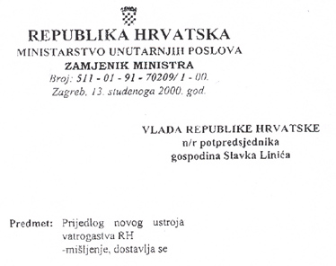 Zamjenik  ministra unutarnjih poslova ocijenio je prijedlog novog ustroja vatrogastva prihvatljivijim od onoga Hrvatske vatrogasne zajednice. Hoće li se on koristiti u izradi novih zakon o vatrogastvu?