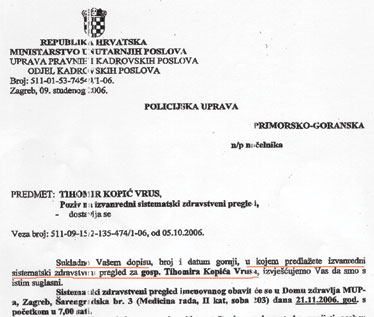 Zahtjevu načelnika PU Grbića udovoljeno je iz sjedišta MUP-a